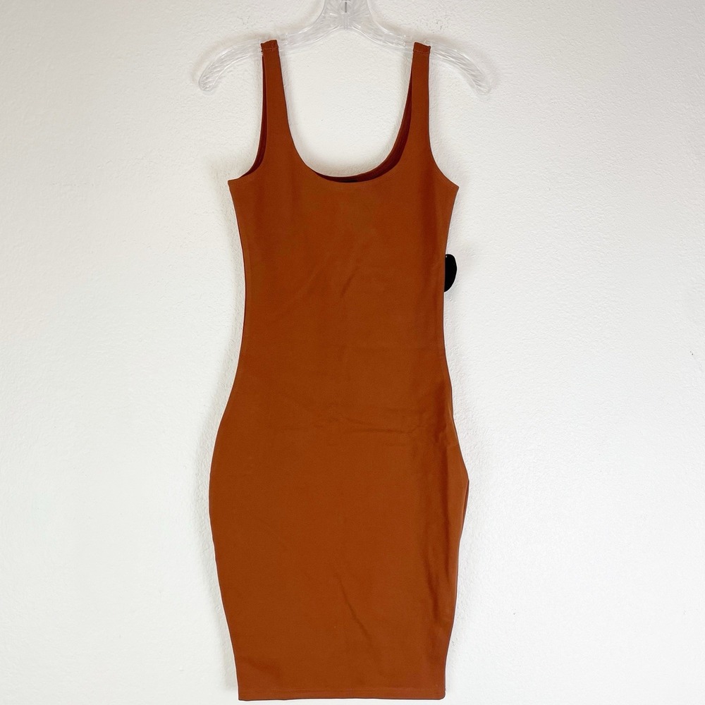 Hot Miami Styles Dress Womens Small Mini Bodycon‎ Tank Rust Stretch Minimalist S
